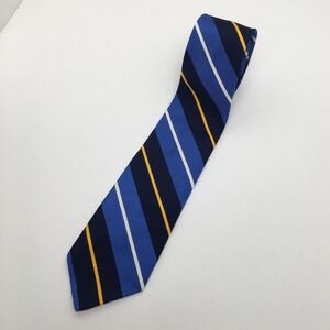 Polo Ralph Lauren Necktie Men Blue Navy Gold Striped Silk Business Classic